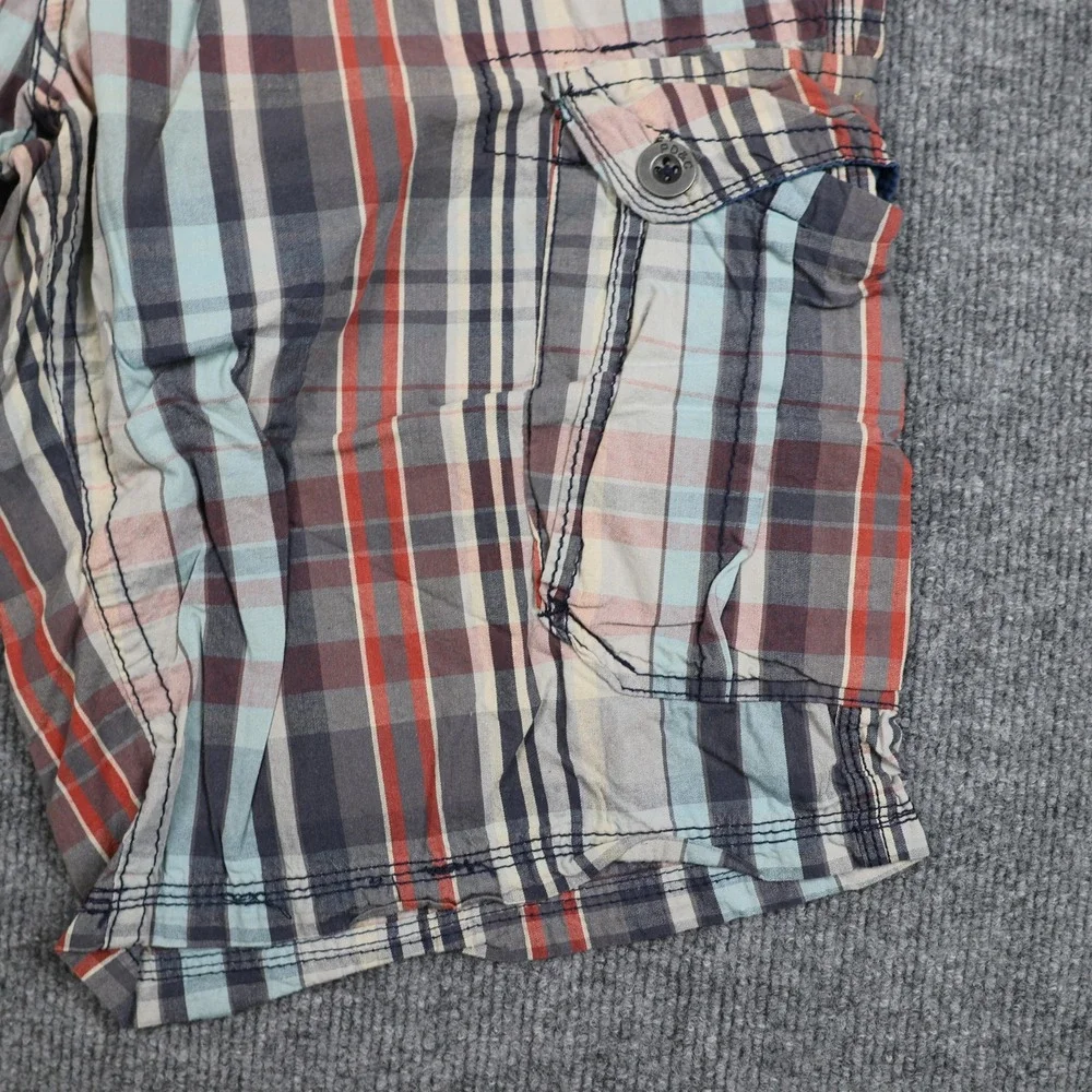 PD&C Shorts Mens 33 Multicolor Plaid Cargo Regular Fit 100% Cotton